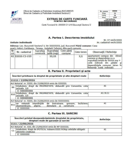 Extras de Carte Funciara - 69.00 RON