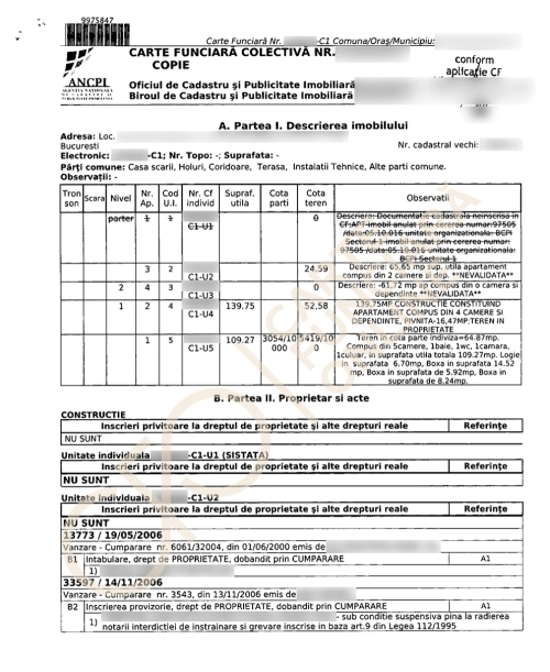 Extras de Carte Funciara Colectiva - 150.00 RON